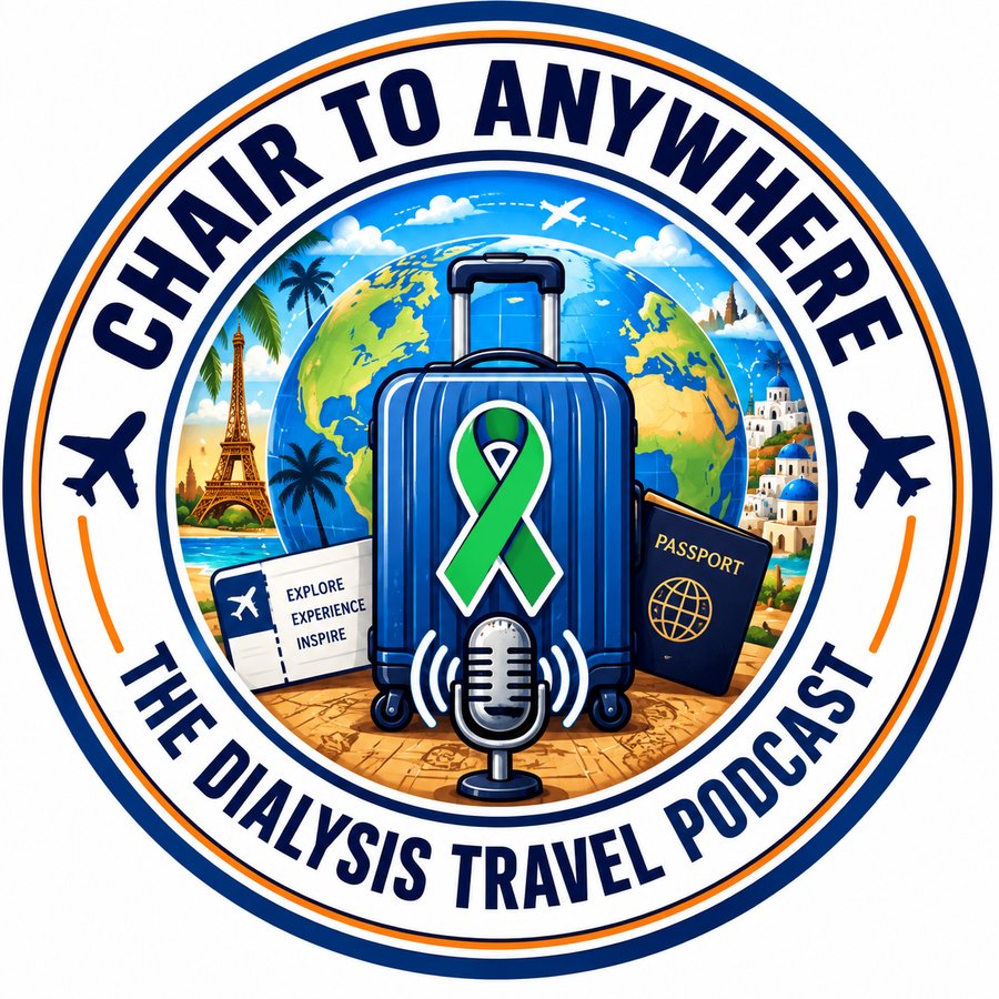 Chair to Anywhere — The Dialysis Travel Podcast logo